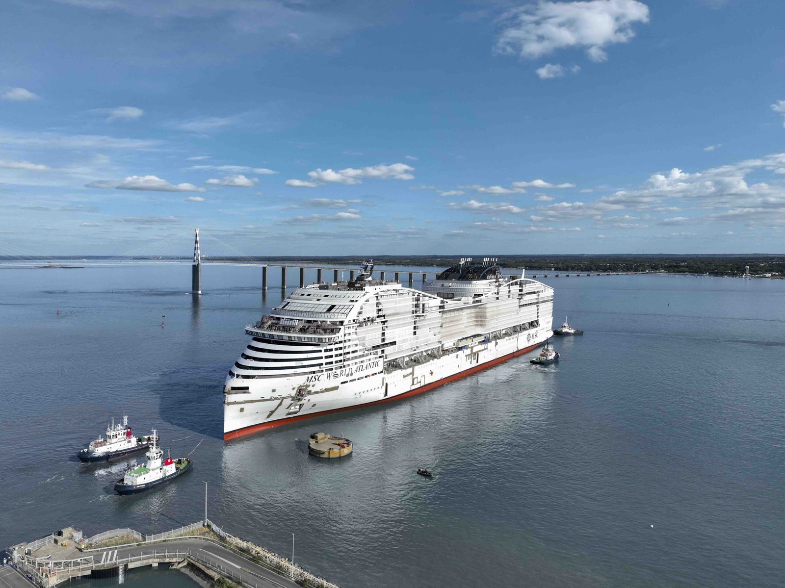 MSC World Atlantic during its float out at Chantiers de l’Atlantique